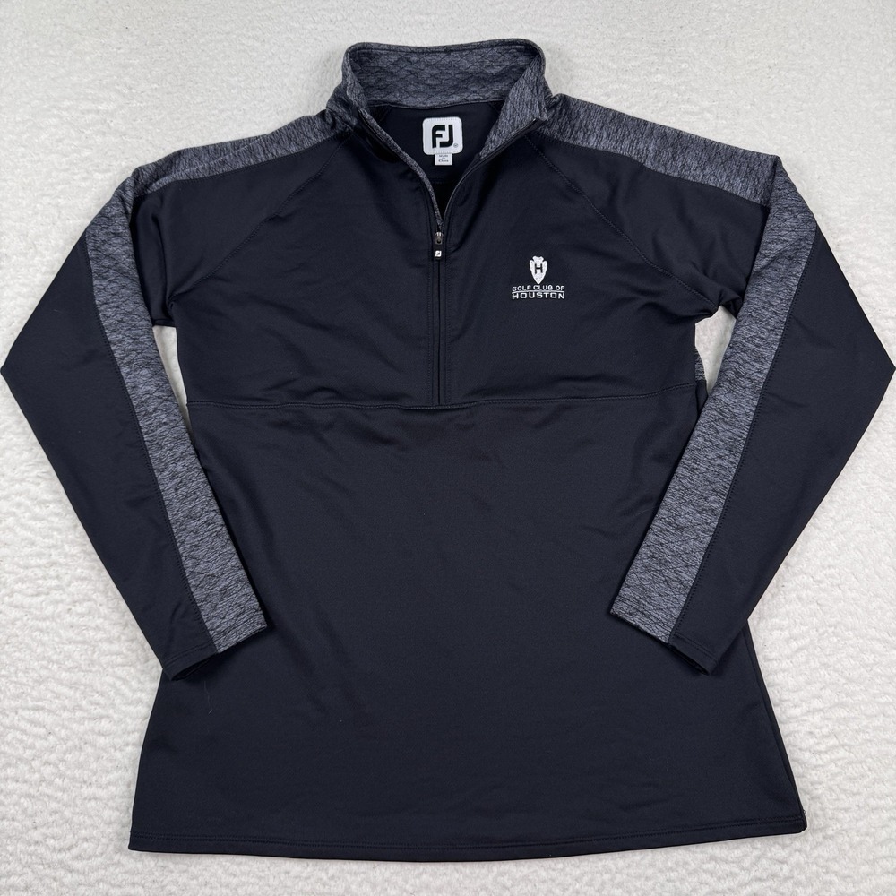 Footjoy 1/4 Zip Pullover Womens M Performance Black Gray Long Sleeve FJ Golf EUC